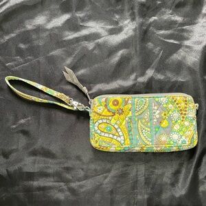 Vera Bradley Green and Blue Quilted Wristlet Clutch